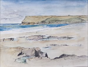 Polzeath ve Pentire Head, 2007 (kağıt üzerinde wc) by Caroline Hervey Bathurst