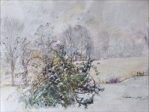 Penceremizden Kış, 2009 (kağıt üzerine pastel & wc) by Caroline Hervey Bathurst
