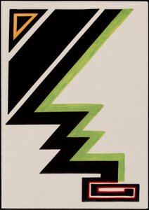 Deco Christmas Tree, 2012 (black and coloured ink on paper) by Carolyn Hubbard Ford