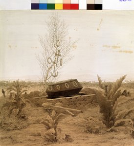 "Mezar kenarında" Mezarın dibine indirilmek üzere olan bir tabut. Caspar David Friedrich (1774-1840) tarafından 1830 dolaylarında kalem çizimi Puşkin Müzesi, Moskova by Caspar David Friedrich
