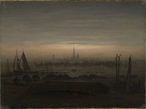 Ay Işığında Greifswald by Caspar David Friedrich