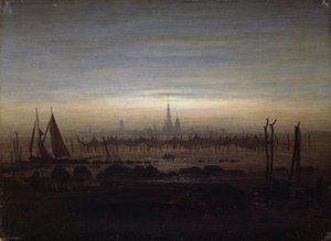 ay ışığında Greifswald by Caspar David Friedrich