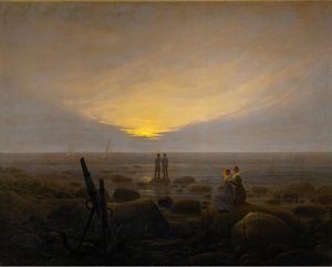 Ayın denizin üzerinde yükselişi by Caspar David Friedrich