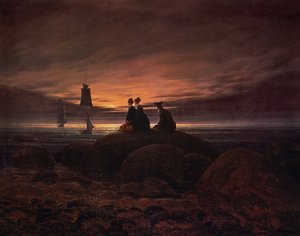 Denizin Üzerinden Yükselen Ay by Caspar David Friedrich