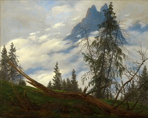 Sürüklenen Bulutlarla Dağ Zirvesi by Caspar David Friedrich