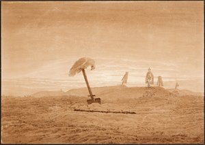 ""Mezarların Manzarası"" (Mezarlı Manzara) Çizimi Caspar David Friedrich (1774-1840) yaklaşık 1836 Dim 23.8x28.6 cm Albertina, Viyana by Caspar David Friedrich