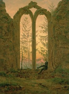 Oybin Manastırı Harabeleri (The Dreamer) 1835-40 (tuval üzerine yağlı boya) by Caspar David Friedrich