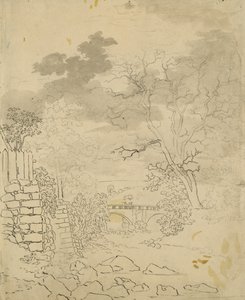 Köprülü Akış, c.1799 (kağıt üzerine kurşun kalem, tükenmez kalem ve mürekkep) by Caspar David Friedrich