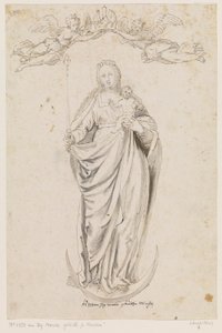 Ay mührü üzerinde duran çocukla Mary by Caspar Menneler