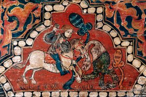 Bir süvarinin bir ejderhaya karşı savaşı by Catalan School