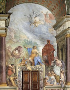 Lorenzo Magnificent, Prudence ile konuşuyor, Cecco Bravo (1607-1661) olarak bilinen Francesco Montelatici tarafından fresk, Gümüş Müzesi, Pitti Sarayı, Floransa, İtalya