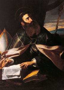 Su Aygırı Aziz Augustine Portresi (tuval üzerine yağlı boya) by Cecco de Caravaggio