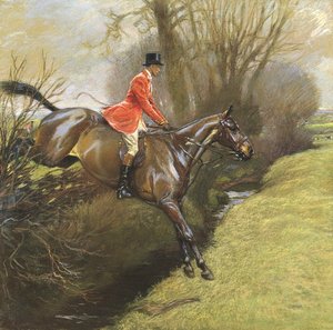 Yarbay Ted Lyon Çitten Atlarken (kağıt üzerinde pastel) by Cecil Charles Windsor Aldin