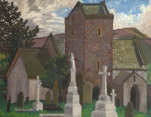 Llangennith Kilisesi, Güney Galler, 1930 dolayları (tuval üzerine yağlı boya) by Cedric Morris