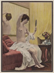 Kadın sabah tuvaletinde (renkli taş) by Celestin Francois (after) Nanteuil