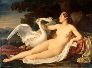 Leda ve Kuğu, Cesare Mussini (1804-1879) by Cesare Mussini