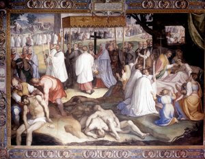 Milano Vebası: Saint Charles Borromeo (San Carlo Borromeo) (1538 - 1584) can çekişenleri anlatıyor. Pavia