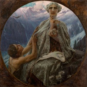 Dağın zirvesi. Buz Kraliçesi - Dağın zirvesi. Buz Kraliçesi, Saccaggi, Cesare (1868-1934). Tuval üzerine yağlı boya, beden: D 140