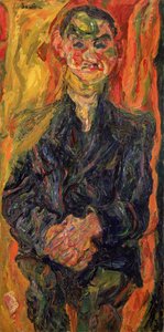 Sarı ve Kırmızı Arka Planlı Mavili Adam by Chaim Soutine