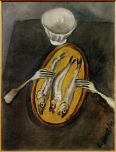 Ringa balığı ile natürmort, c.1916 (tuval üzerine resim) by Chaim Soutine