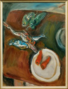 Balık, biber ve havuç ile natürmort by Chaim Soutine