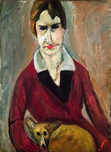 Köpekli Kadın, c.1917-18 (tuval üzerine yağlı boya) by Chaim Soutine