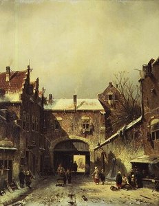 Kışın Bir Hollanda Kasabası by Charles Henri Joseph Leickert