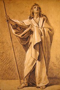 Saint Roch Çalışması (kağıt üzerinde siyah beyaz tebeşirler)