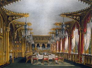 Gotik yemek odası, Thomas Sutherland (1785-1838), Charles Wild (1781-1835) tasarımına dayalı gravür, Kraliyet Konutlarının Tarihinden by Charles (after) Wild