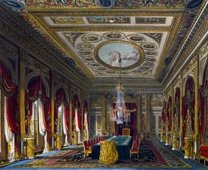 Taht Odası, Thomas Sutherland (1785-1838), Charles Wild (1781-1835) tasarımına dayalı gravür, Kraliyet Konutlarının Tarihinden
