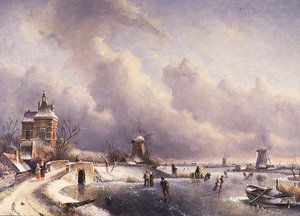 Bir Kış Manzarası by Charles (circle of) Leickert