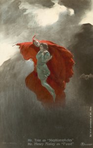 Mephistopheles rolünde Herbert Beerbohn Tree ve Faust rolünde Henry Ainley (renkli taş)