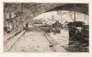 Pont Marie Altında, Paris, 1887. by Charles Adams Platt