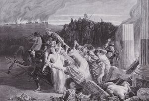Hunlar tarafından kaçırılan Galyalılar (lito) by Charles Alexandre Coessin de la Fosse