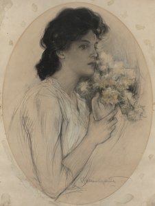 çiçekli kız by Charles Allan Gilbert