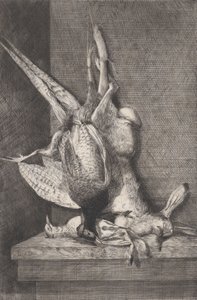 Av kuşları ve tavşanlı av kupası, 1850-1900. by Charles Alphonse Deblois