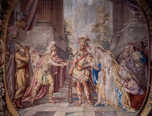 Senaryo: “” Alceste”” Jean Baptiste Lully (Giovanni Battista Lulli) (1632-1687) tarafından müziğe eklenen Philippe Quinault (1635-1688) operasının V perdesinin 4. sahnesinin temsili. Charles Antoine Coypel (1694-1752) 1764 tarafından Mi