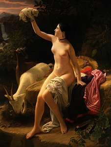 Pastoral İdil (tuval üzerine yağlı boya) by Charles Auguste Steuben