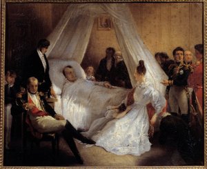 İmparator I. Napolyon (1769-1821) ölüm döşeğinde 5/05/1821 Saint Helene adasında Charles Augustus Steuben (1788-1856) 1821 Güneş. 0,37x0,45 m Ile d