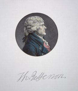 Thomas Jefferson (1743-1826) (renkli gravür)