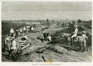 Transcaspian raylarının döşenmesi. Gravür Ch. Barbant, Edgar Boulanger