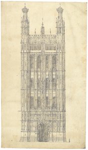 Parlamento Binası için çizim, c.1836-40 (kağıt üzerine kalem ve mürekkep)