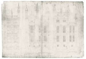 Parlamento Binası için çizim, c.1836-40 (kağıt üzerine kalem ve mürekkep)