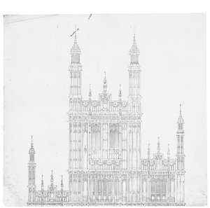 Parlamento Binası için çizim, c.1836-40 (kağıt üzerine kalem ve mürekkep)