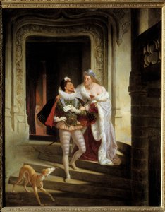 Noirmoutiers Markizi Charlotte de Beaune Semblancay (1551-1617), Lorraine'li I. Henry'yi yoldan çıkarmak isteyen Guise Dükü, Balafre'yi (1550-1588) suikasttan (1588) önce Blois eyaletlerinin meclisine gitmeye çağırdı. B'nin kalesi by Charles Barthelemy Durupt