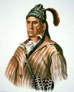 Menawa, Creek halkının şefi, 1826 tarihli bir tablodan (renkli lito)