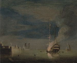 Bir Kale Kapalı Geceleri Yanan İki Katlı by Charles Brooking