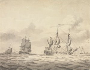 Rüzgarın Önünde İki Fırkateyn by Charles Brooking