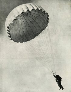 Havacı, 1941 İkinci Dünya Savaşı sırasında paraşüt kullanıyor.