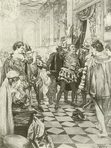 Rigoletto, Perde I sahne (gravür) by Charles D. Graves